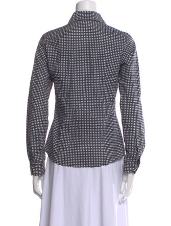 CH Carolina Herrera Plaid Print Long Sleeve Button-Up Top