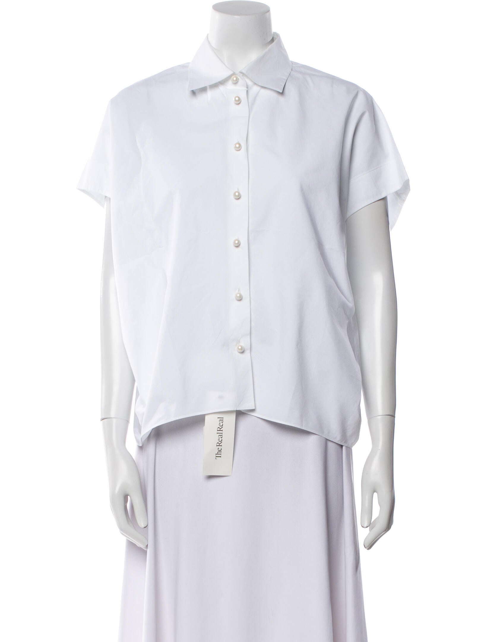 CH Carolina Herrera Short Sleeve Button-Up Top