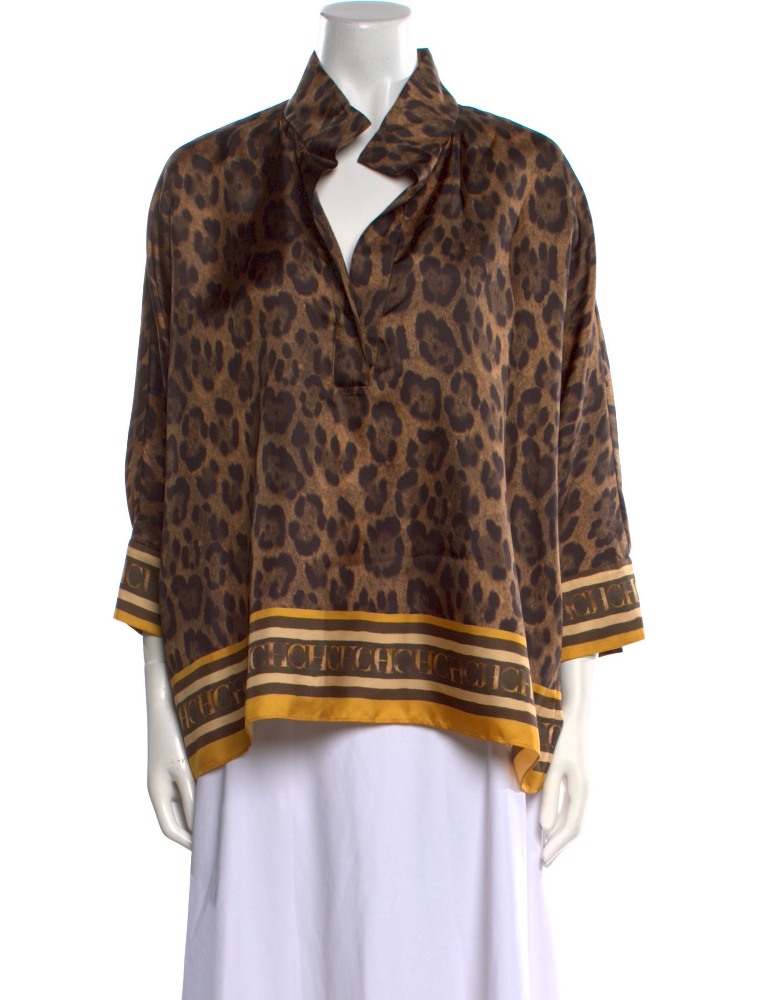 CH Carolina Herrera Silk Animal Print Blouse