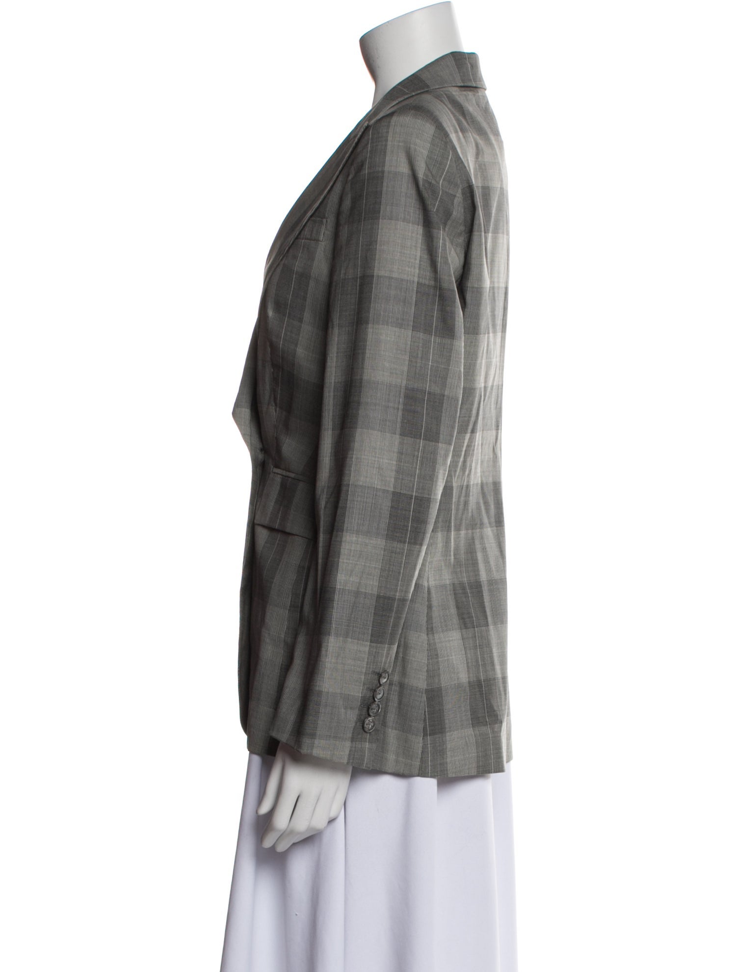 CH Carolina Herrera Wool Plaid Print Blazer