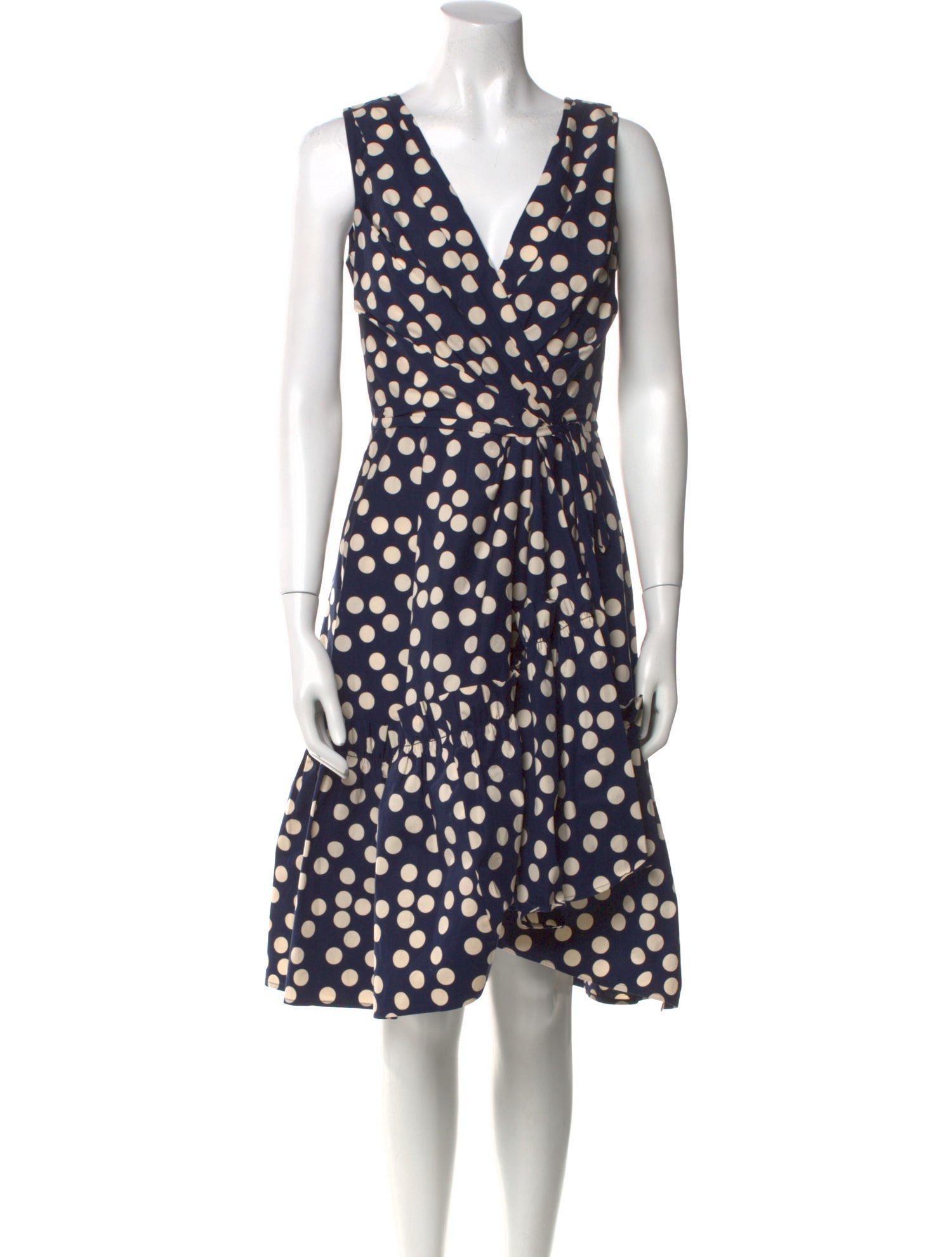 CH Carolina Herrera Polka Dot Print Knee-Length Dress