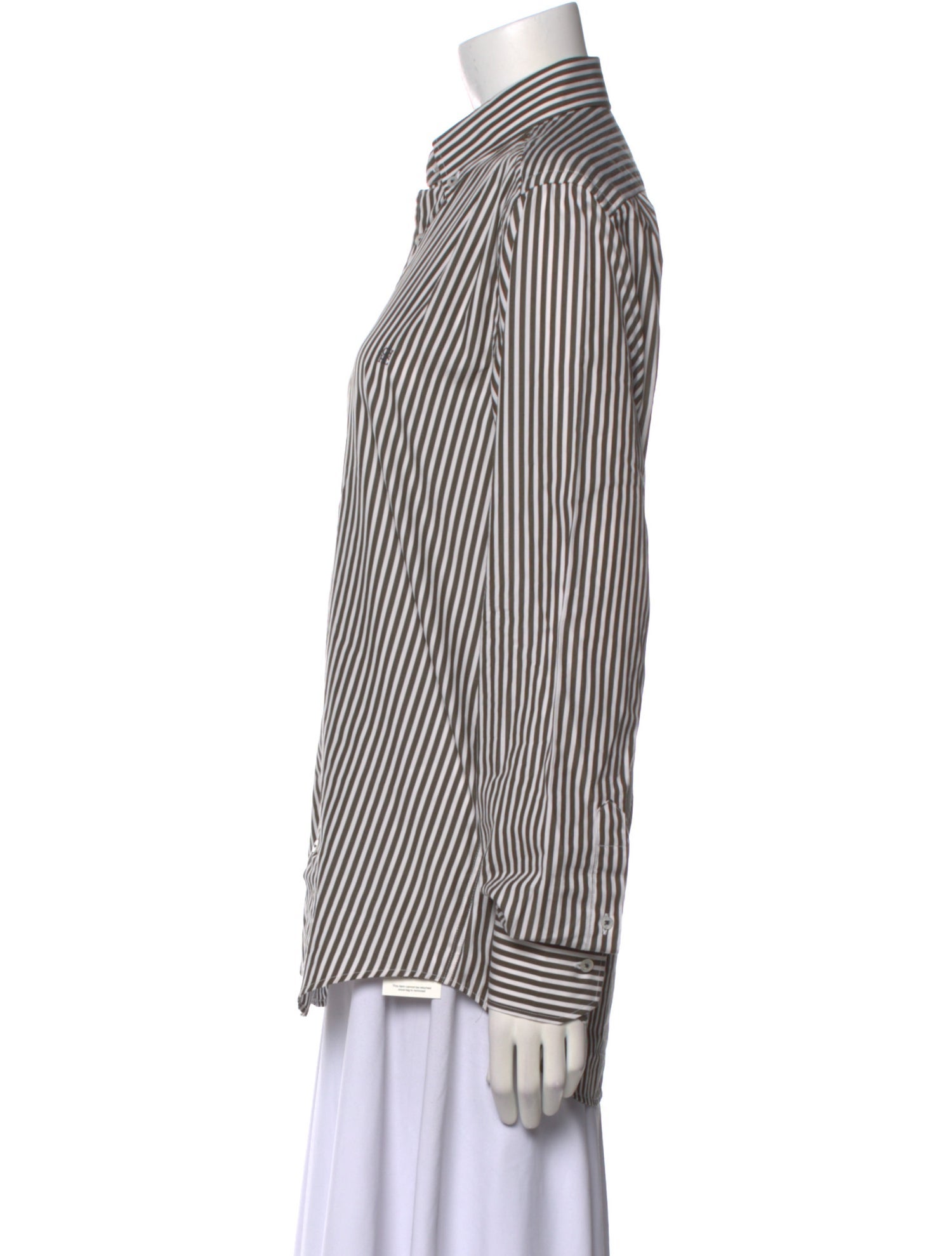 CH Carolina Herrera Striped Long Sleeve Button-Up Top