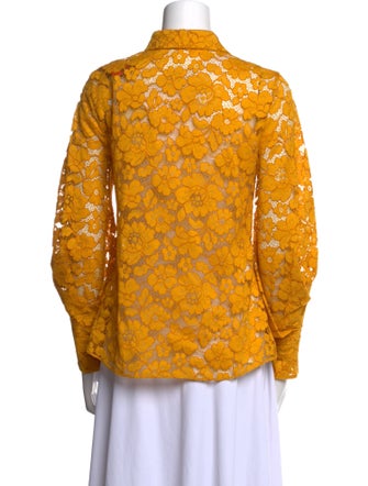 CH Carolina Herrera Lace Pattern Long Sleeve Button-Up Top