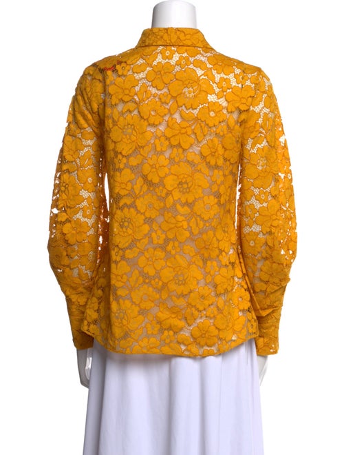 CH Carolina Herrera Lace Pattern Long Sleeve Button-Up Top