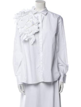 CH Carolina Herrera Long Sleeve Button-Up Top