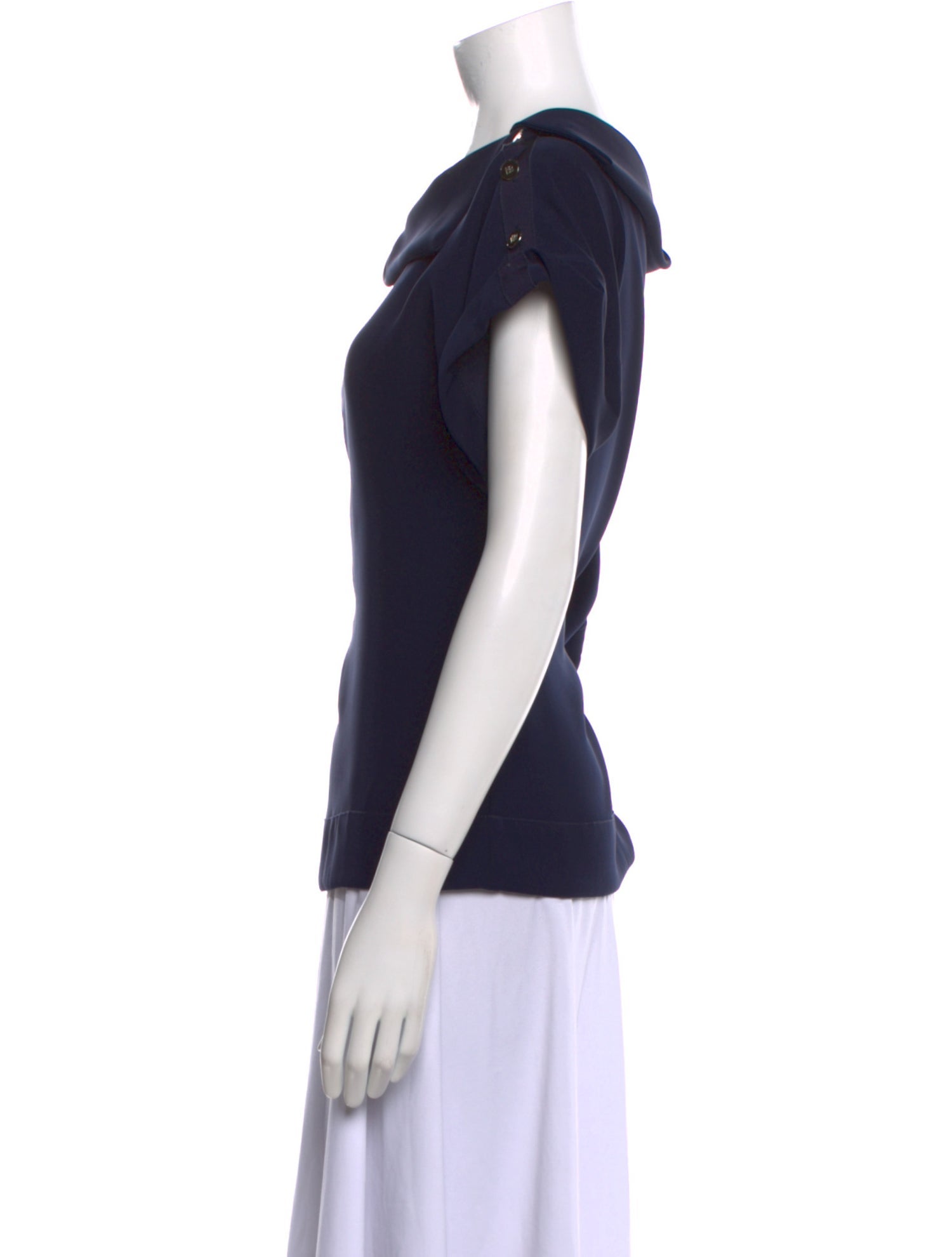 CH Carolina Herrera Cowl Neck Short Sleeve T-Shirt