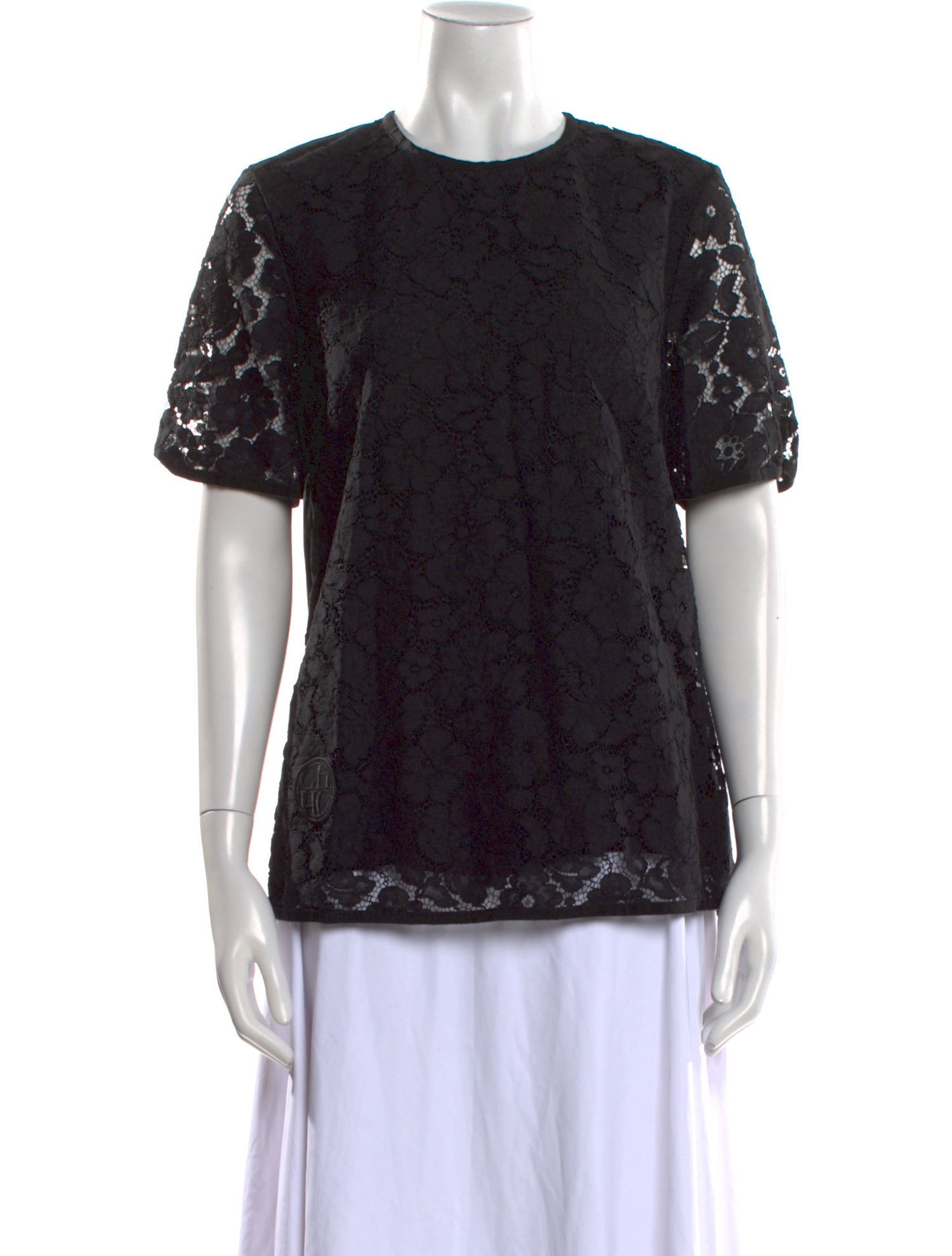 CH Carolina Herrera Lace Pattern Crew Neck Blouse