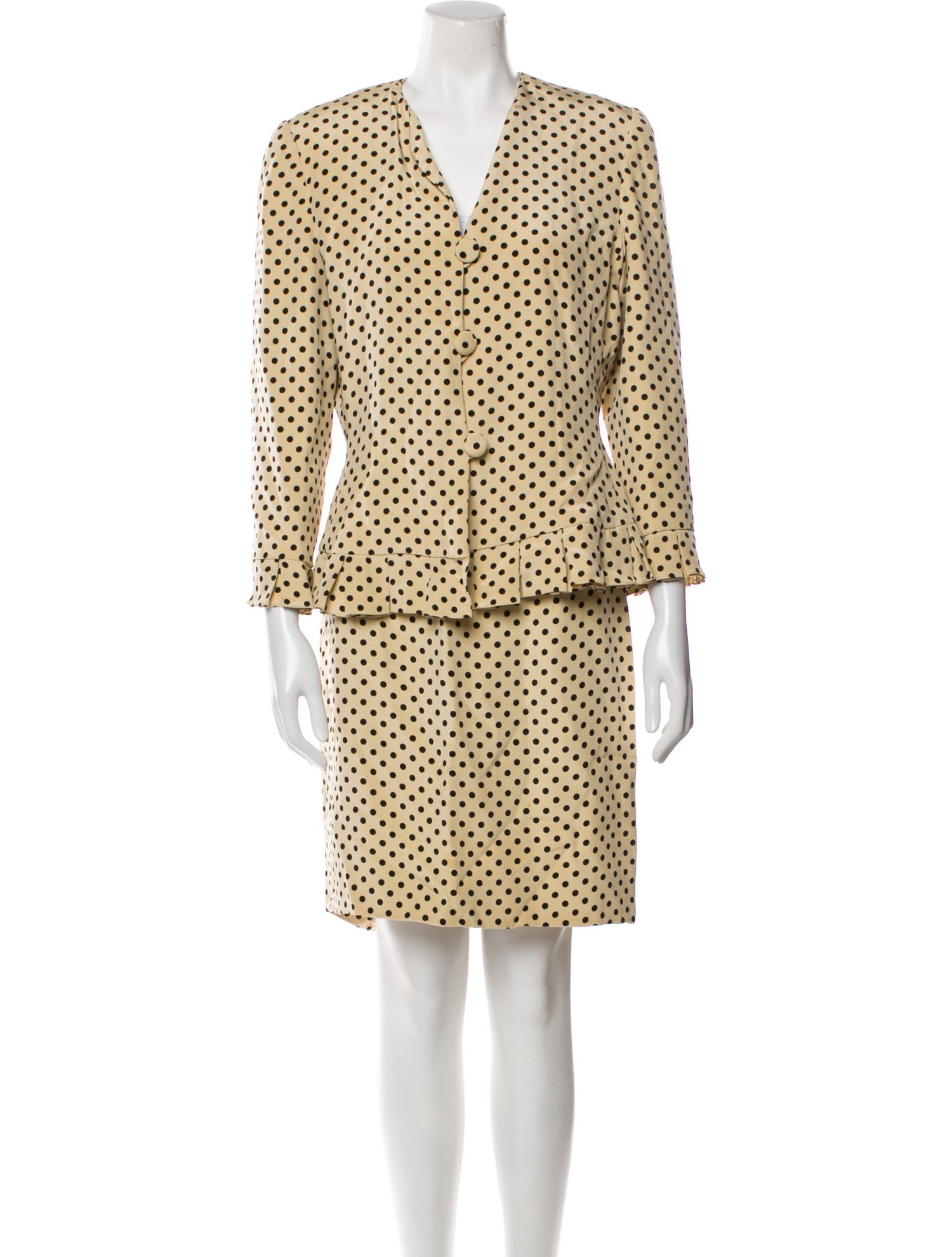 Carolina Herrera Silk Polka Dot Print Skirt Set