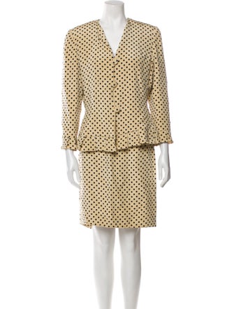 Carolina Herrera Silk Polka Dot Print Skirt Set