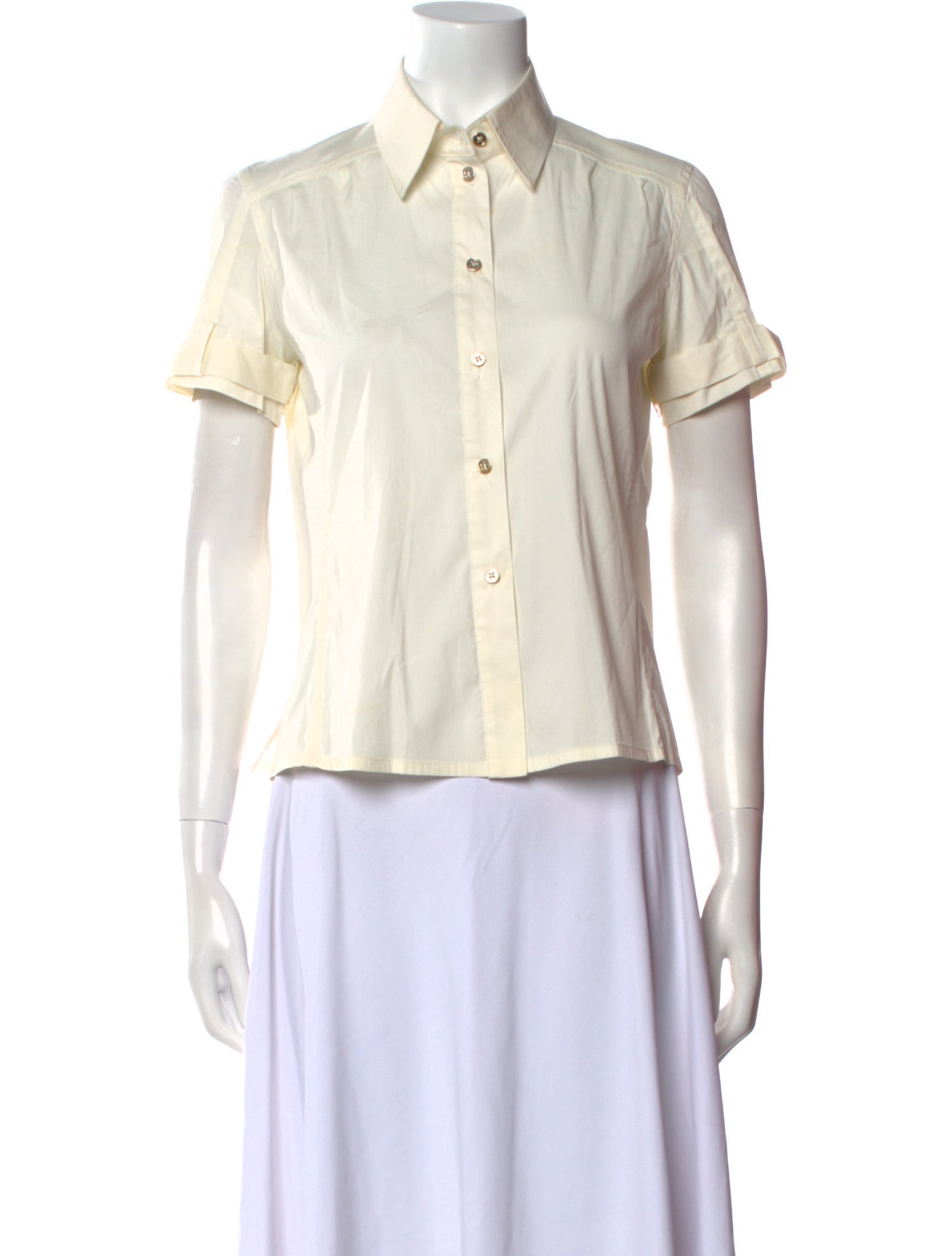 CH Carolina Herrera Short Sleeve Button-Up Top