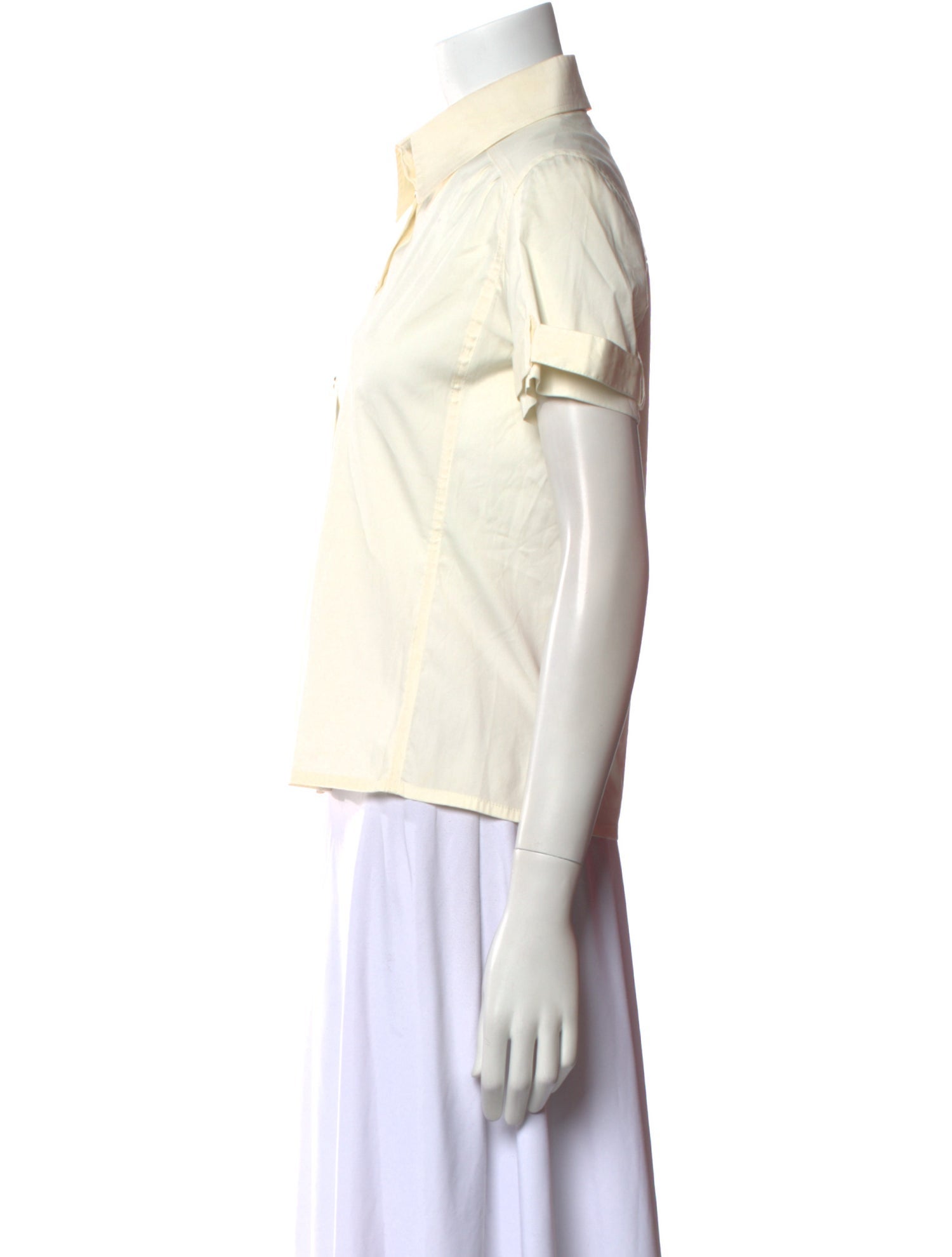 CH Carolina Herrera Short Sleeve Button-Up Top