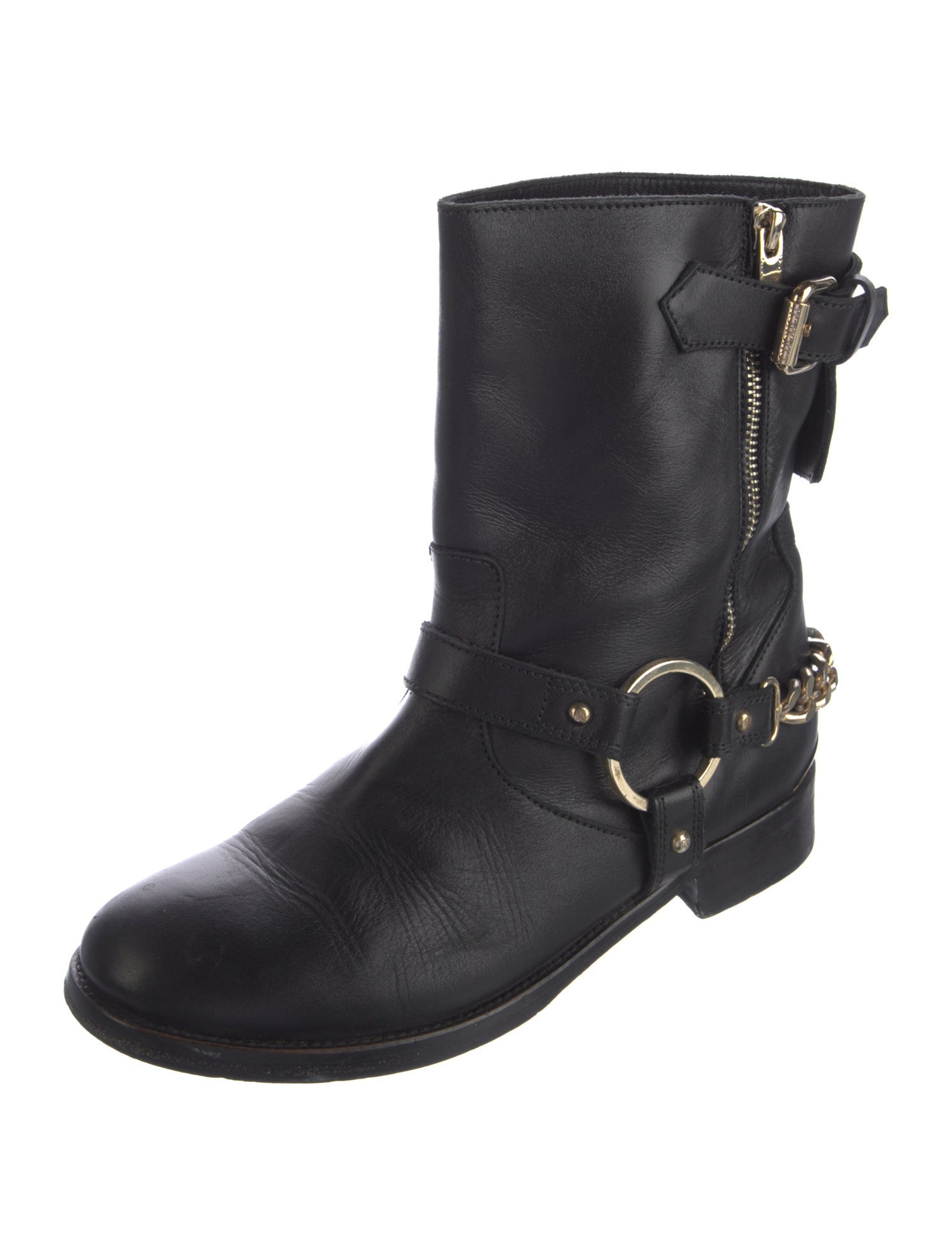 CH Carolina Herrera Leather Moto Boots