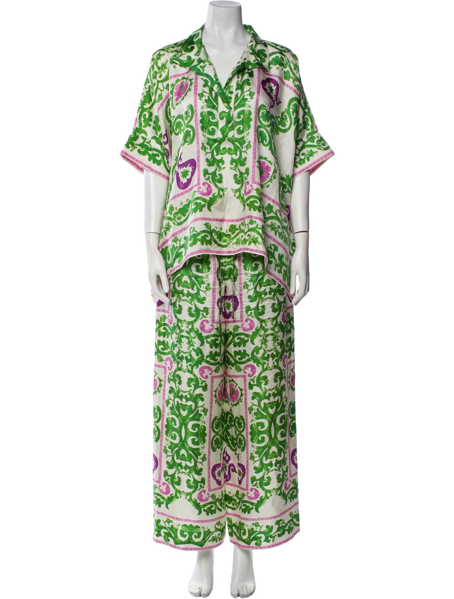 CH Carolina Herrera Silk Printed Pant Set