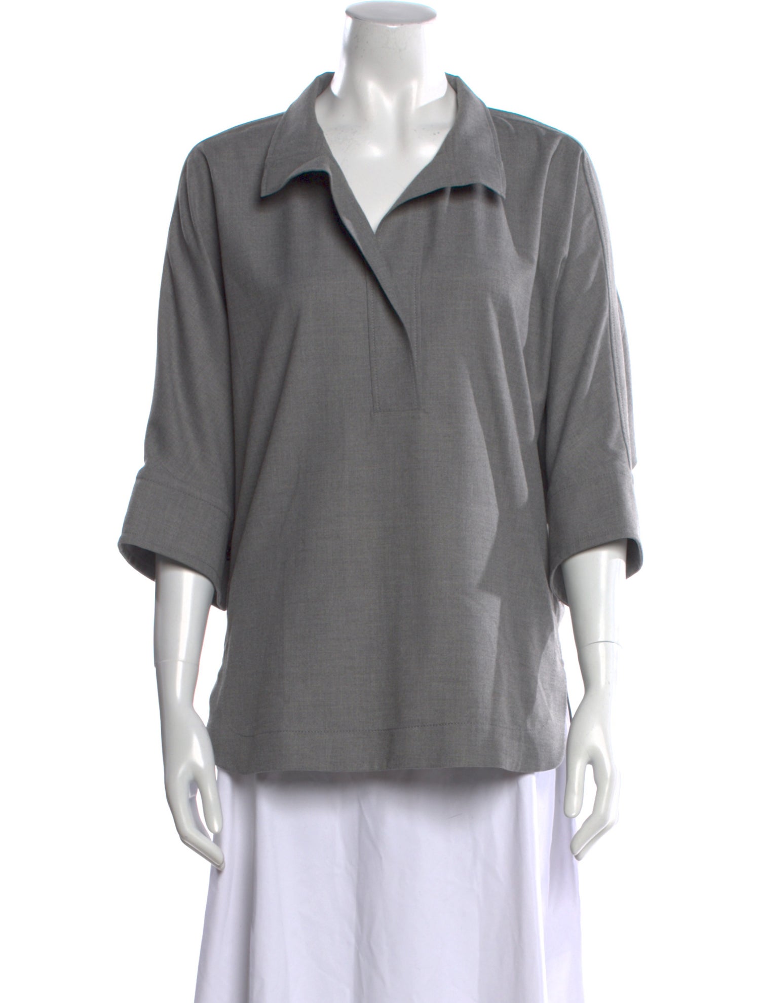 CH Carolina Herrera V-Neck Three-Quarter Sleeve Blouse