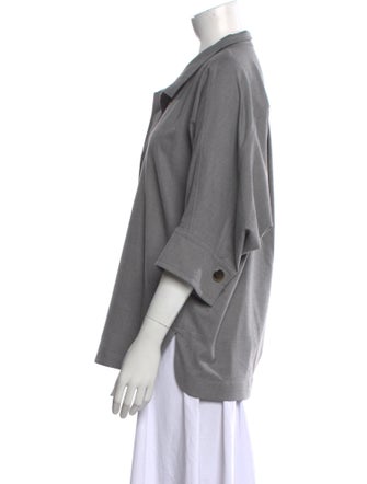 CH Carolina Herrera V-Neck Three-Quarter Sleeve Blouse