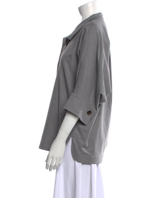 CH Carolina Herrera V-Neck Three-Quarter Sleeve Blouse