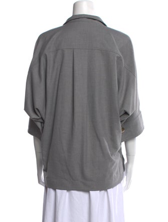 CH Carolina Herrera V-Neck Three-Quarter Sleeve Blouse