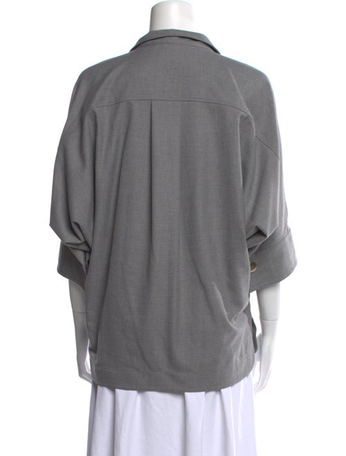 CH Carolina Herrera V-Neck Three-Quarter Sleeve Blouse