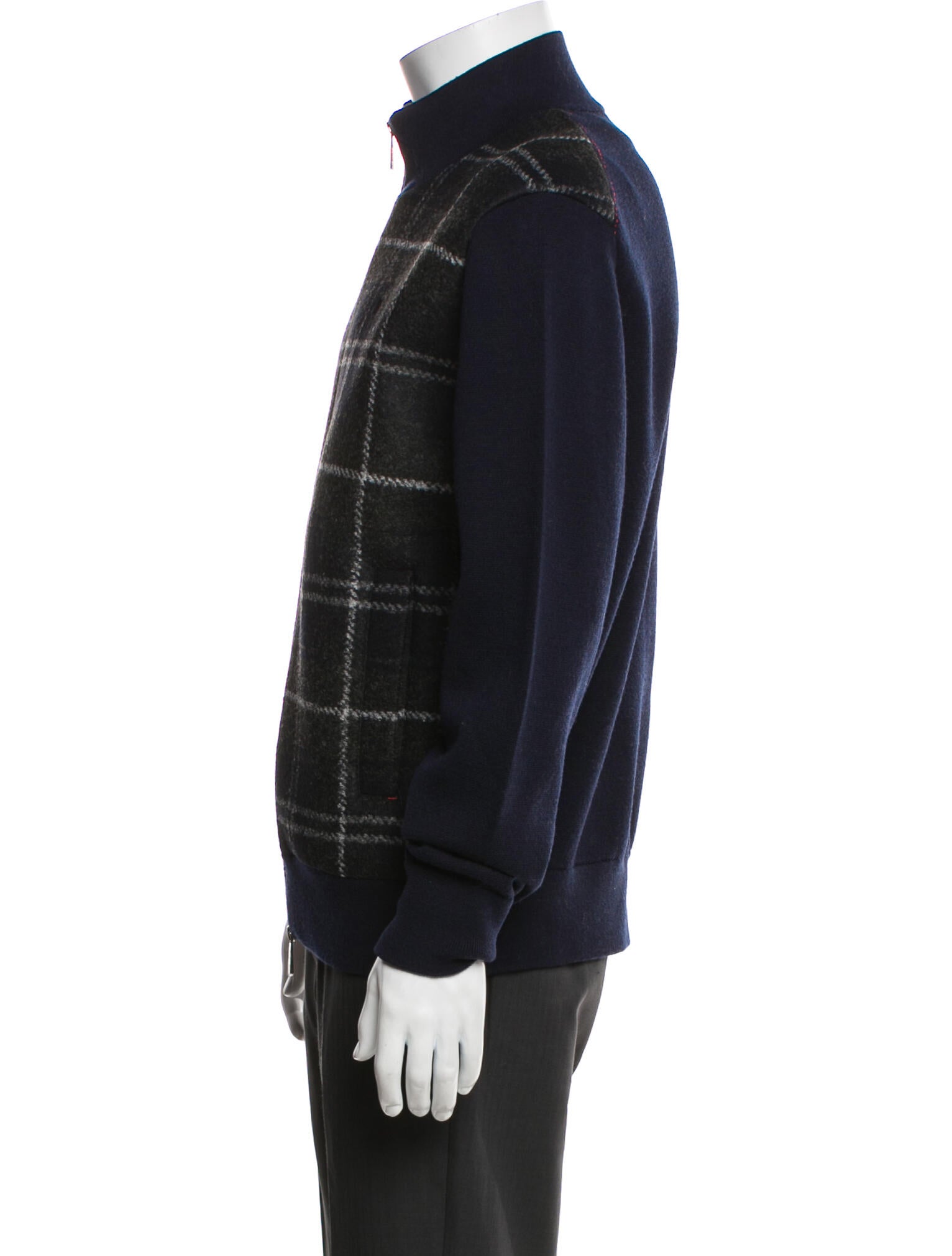 CH Carolina Herrera Merino Wool Plaid Print Bomber Jacket