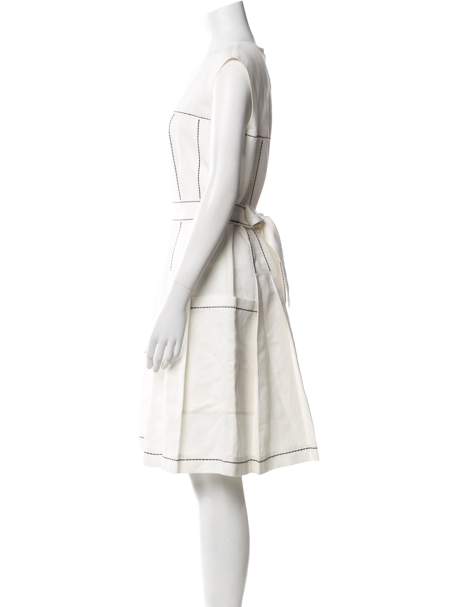 CH Carolina Herrera Linen Knee-Length Dress