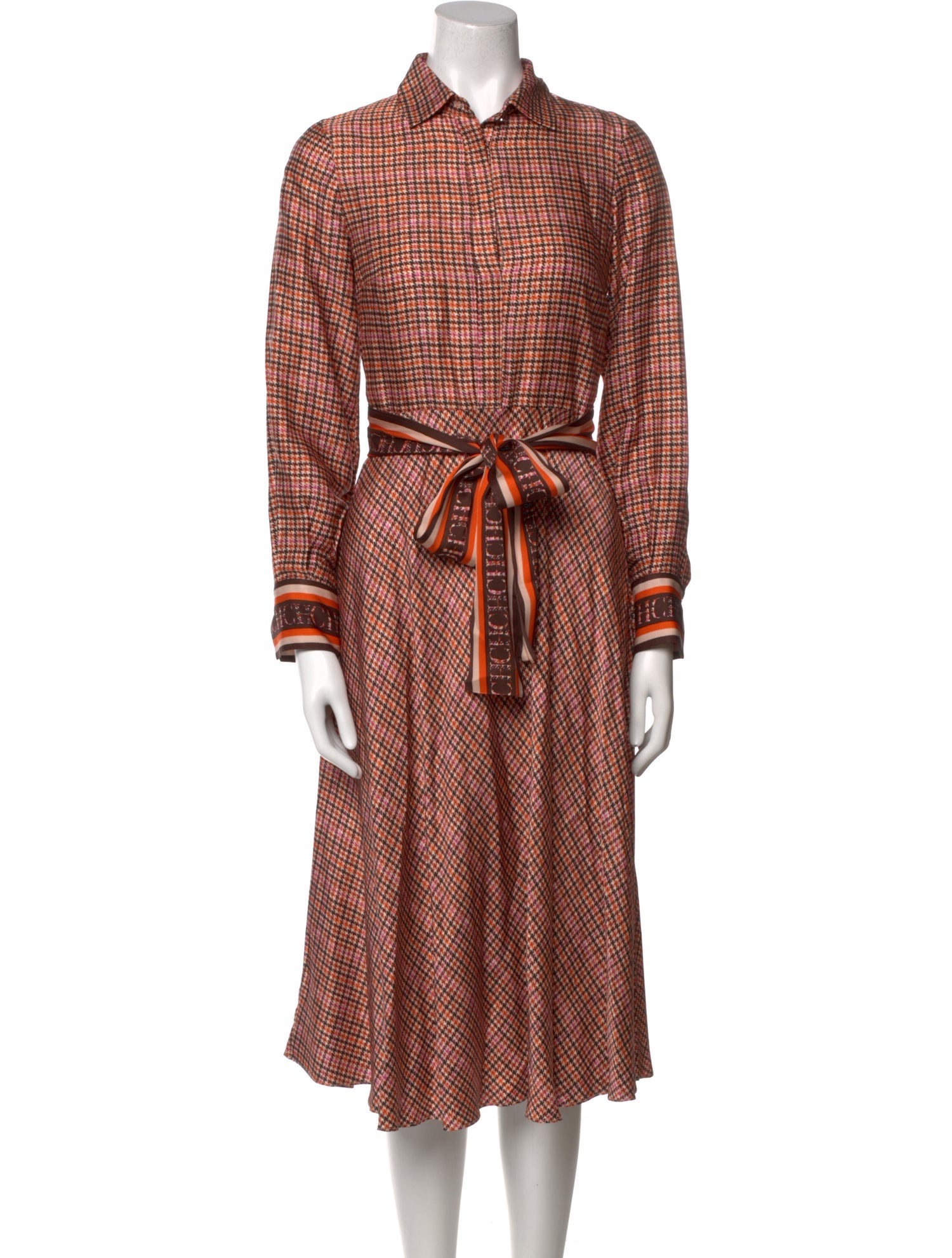 CH Carolina Herrera Plaid Print Midi Length Dress