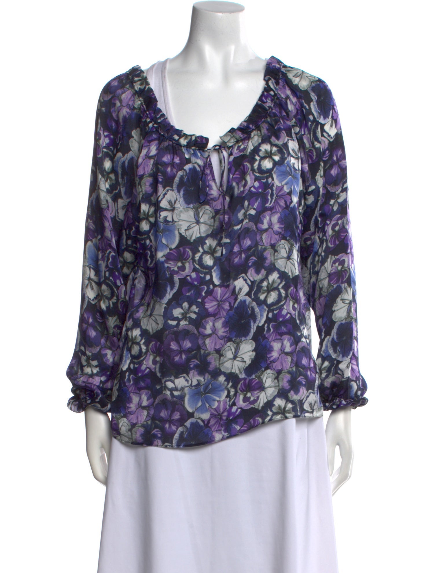 CH Carolina Herrera Silk Floral Print Blouse
