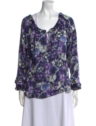 CH Carolina Herrera Silk Floral Print Blouse