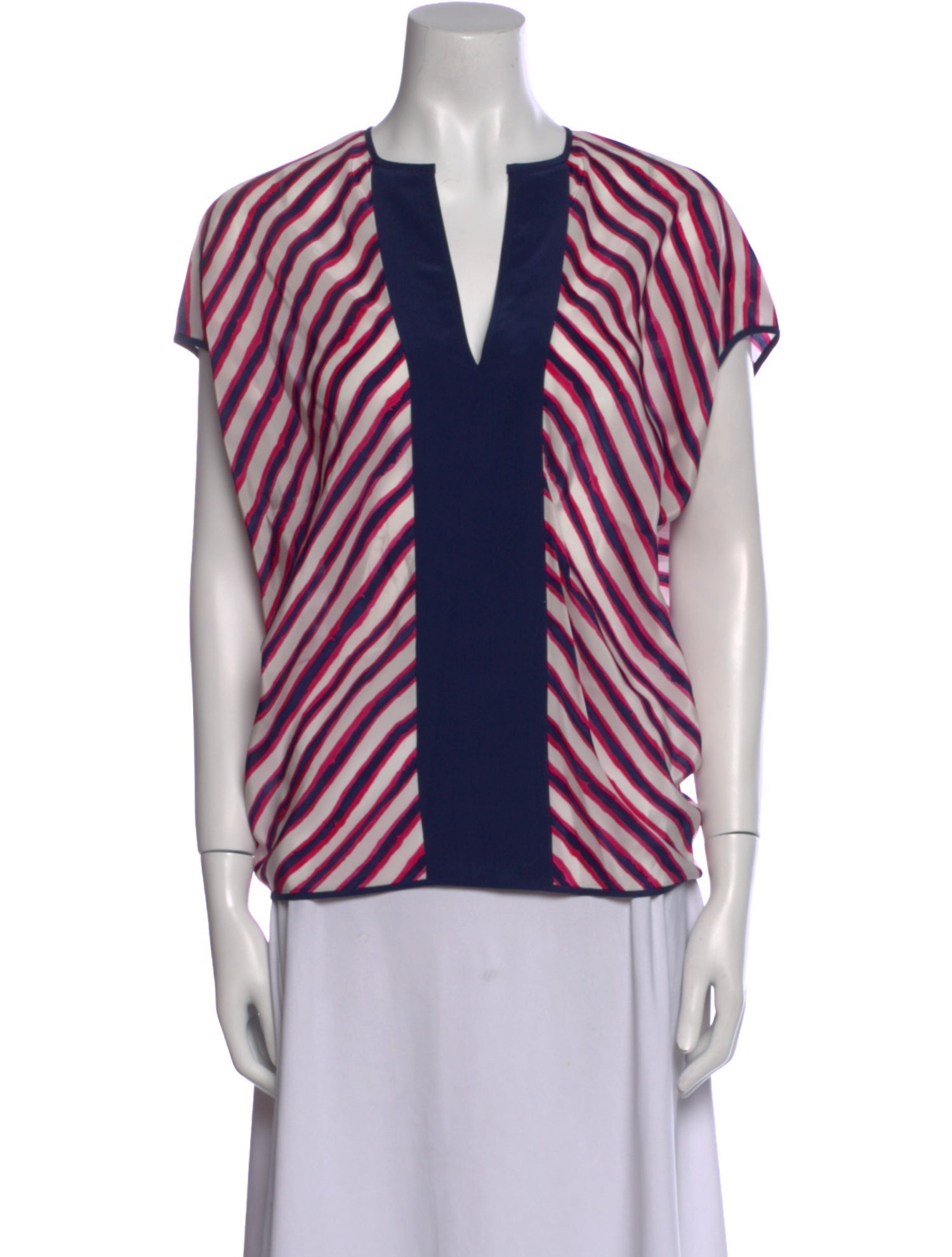 CH Carolina Herrera Striped V-Neck Blouse