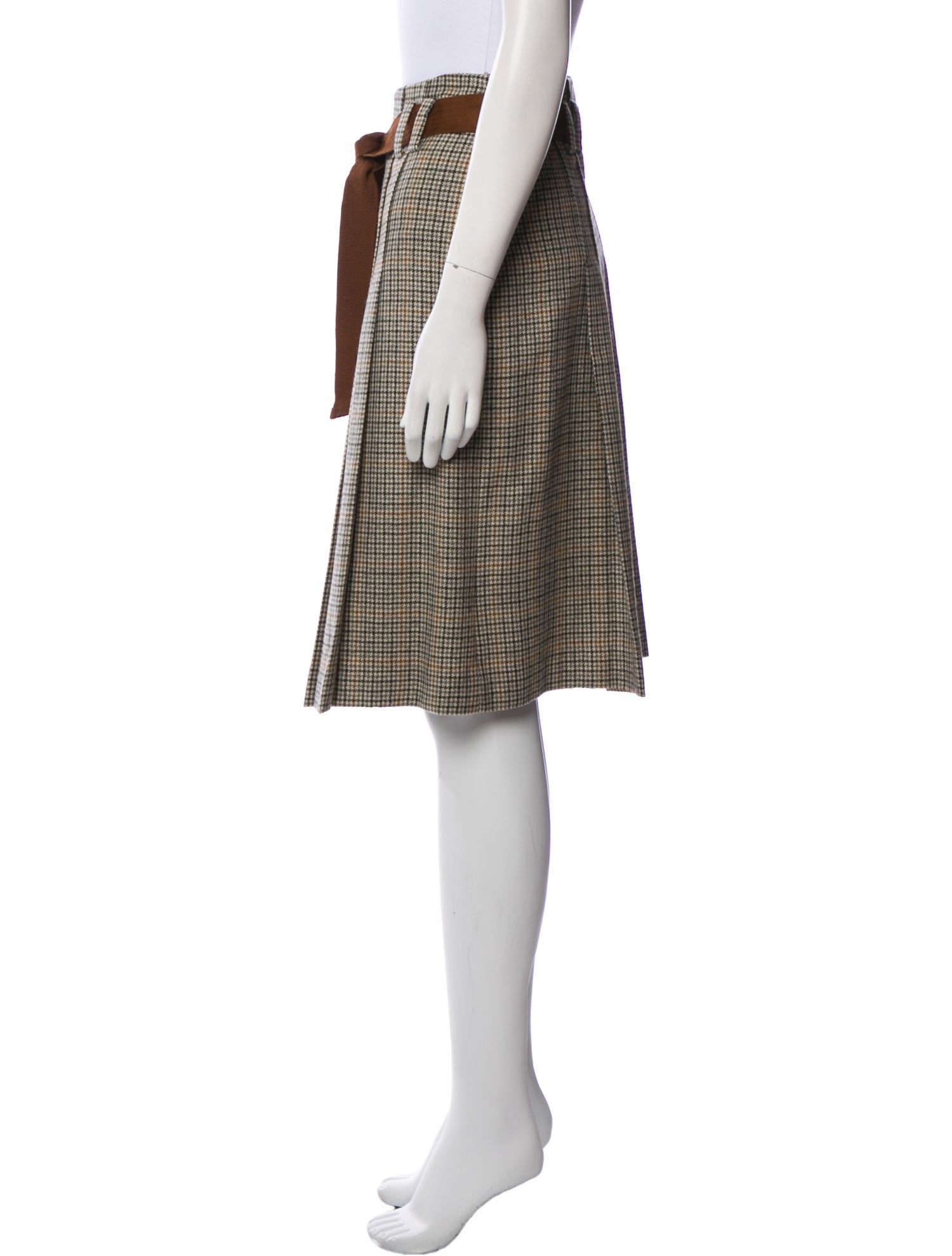 CH Carolina Herrera Houndstooth Print Knee-Length Skirt