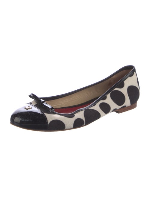 CH Carolina Herrera Canvas Polka Dot Print Ballet Flats
