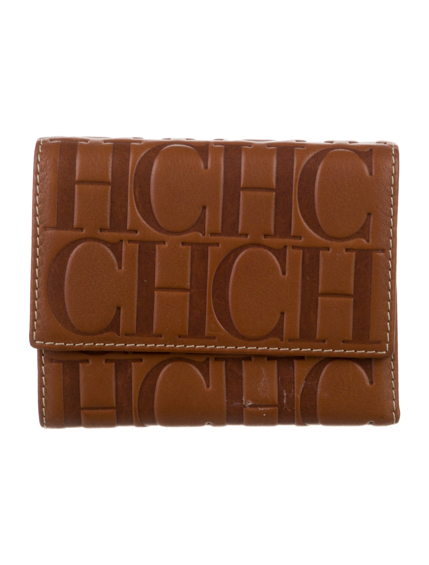 CH Carolina Herrera Leather Printed Compact Wallet