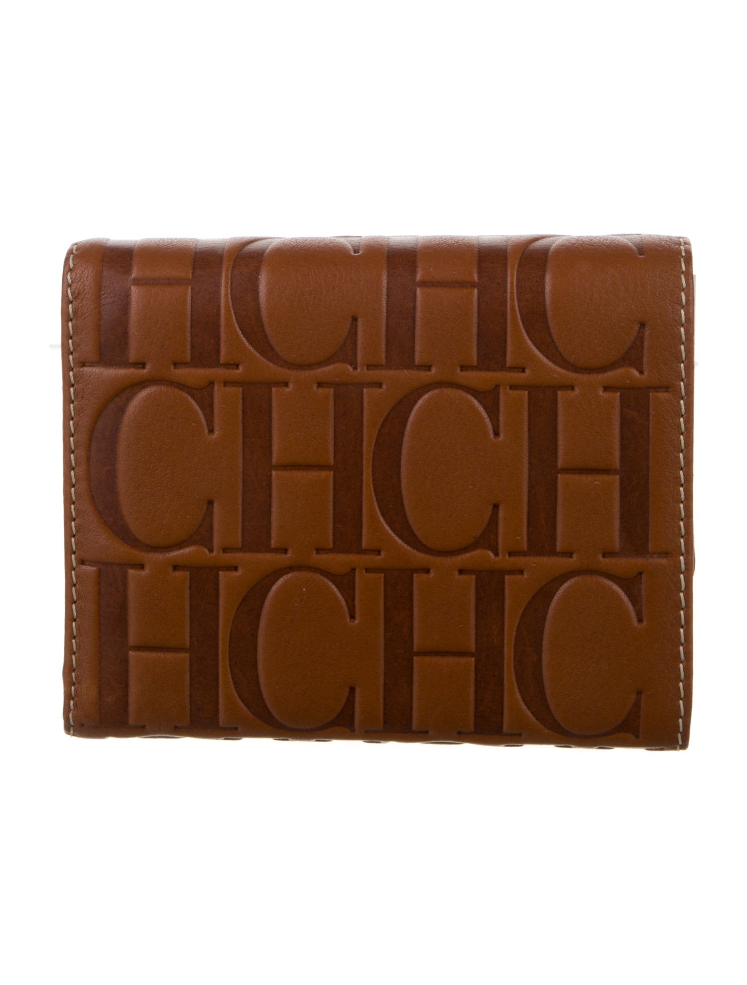 CH Carolina Herrera Leather Printed Compact Wallet