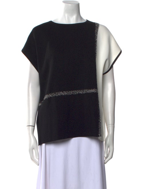 CH Carolina Herrera Bateau Neckline Short Sleeve Top