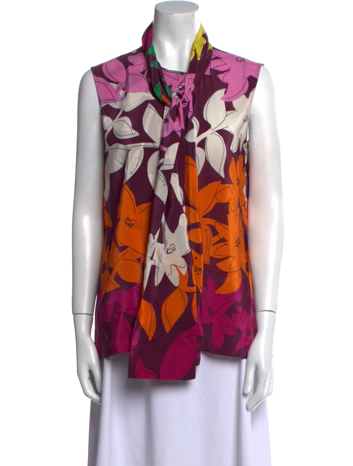 CH Carolina Herrera Floral Print Cowl Neck Blouse