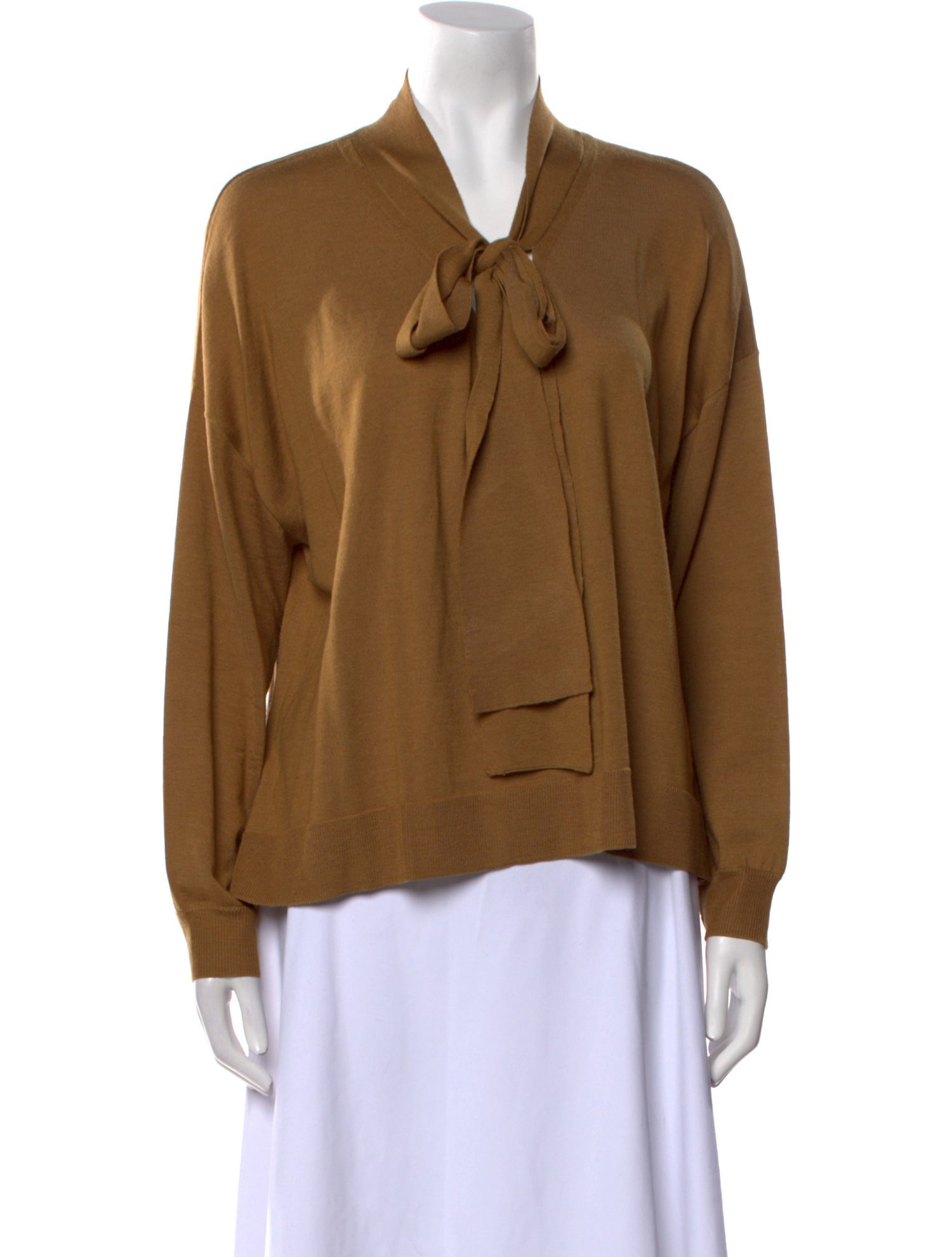 CH Carolina Herrera Merino Wool V-Neck Blouse