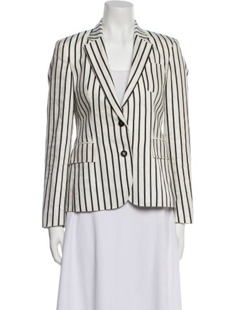 CH Carolina Herrera Linen Striped Blazer
