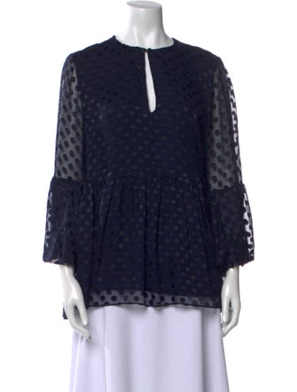 CH Carolina Herrera Silk Polka Dot Print Blouse