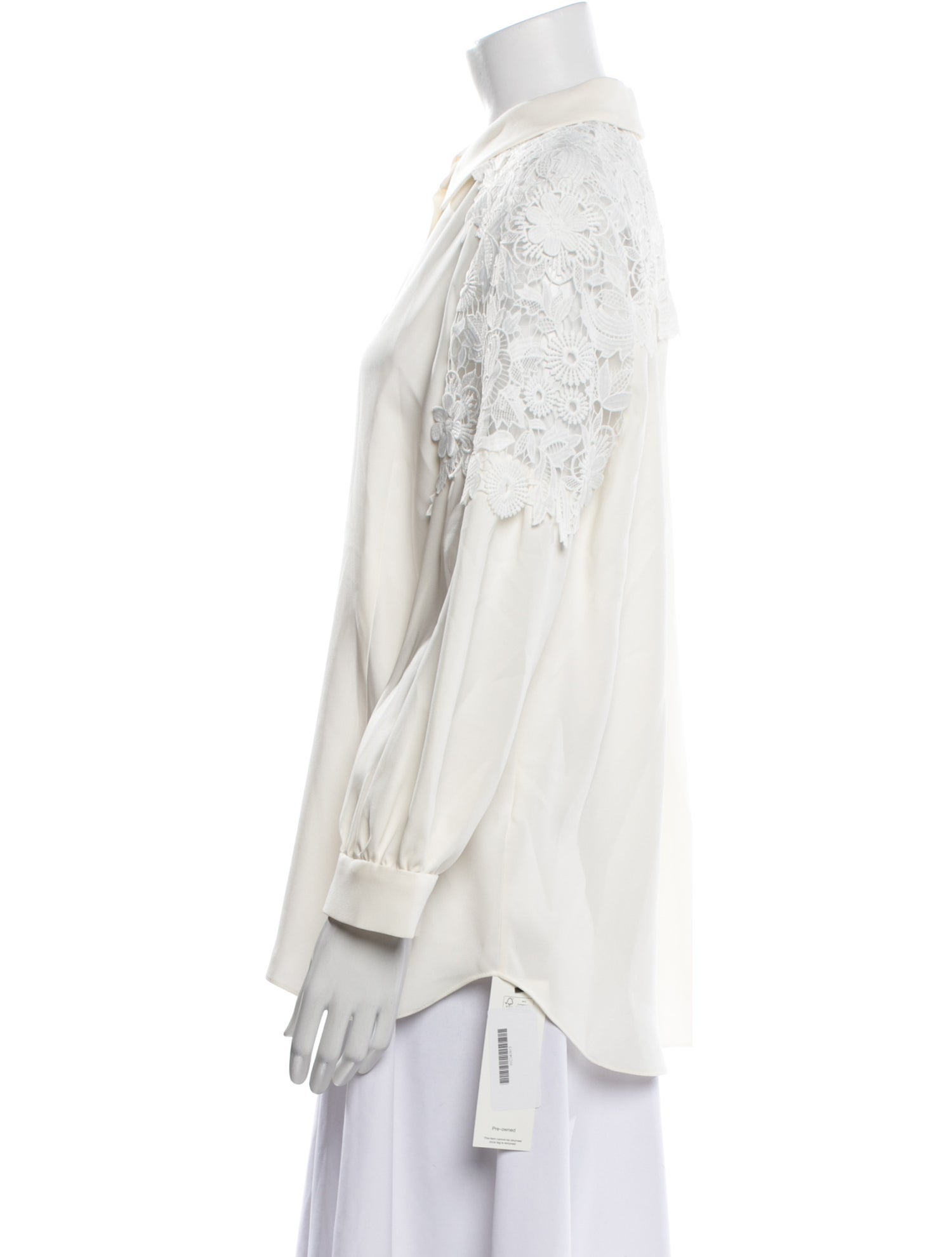 CH Carolina Herrera Silk Long Sleeve Button-Up Top