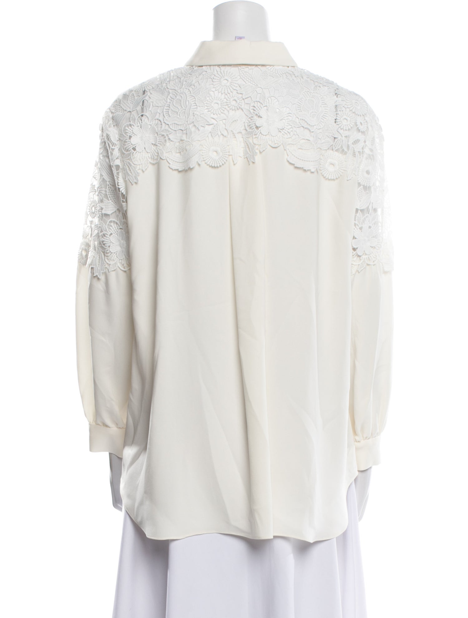 CH Carolina Herrera Silk Long Sleeve Button-Up Top