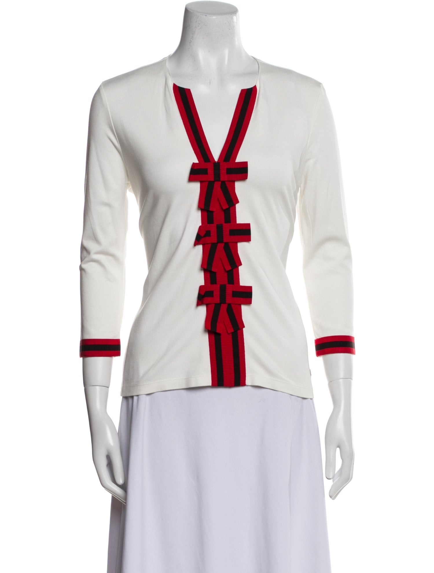 CH Carolina Herrera Colorblock Pattern V-Neck Top