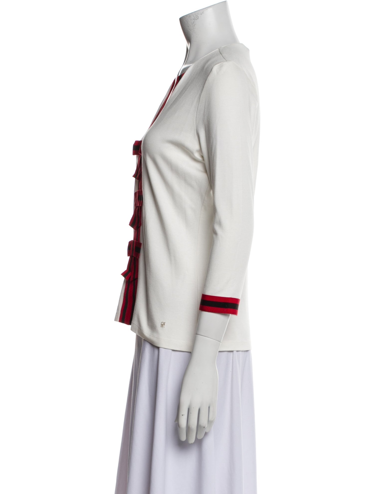 CH Carolina Herrera Colorblock Pattern V-Neck Top