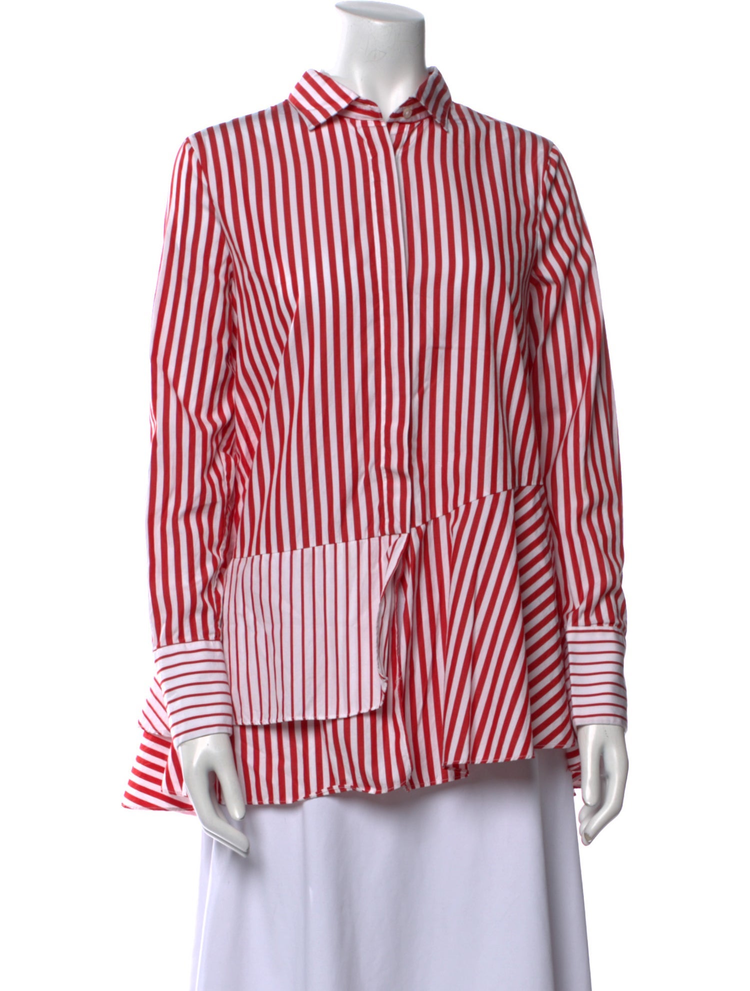CH Carolina Herrera Striped Long Sleeve Button-Up Top