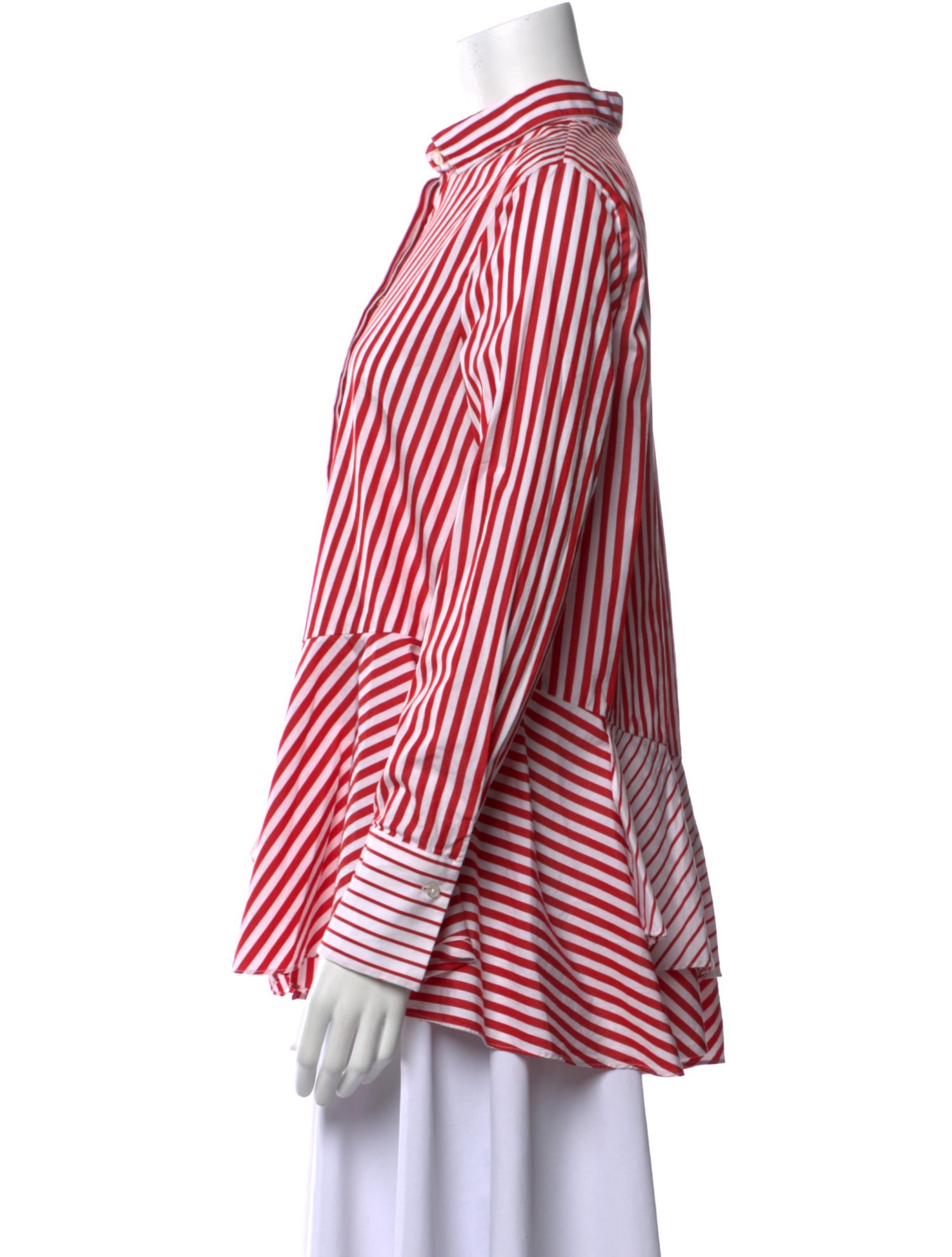 CH Carolina Herrera Striped Long Sleeve Button-Up Top