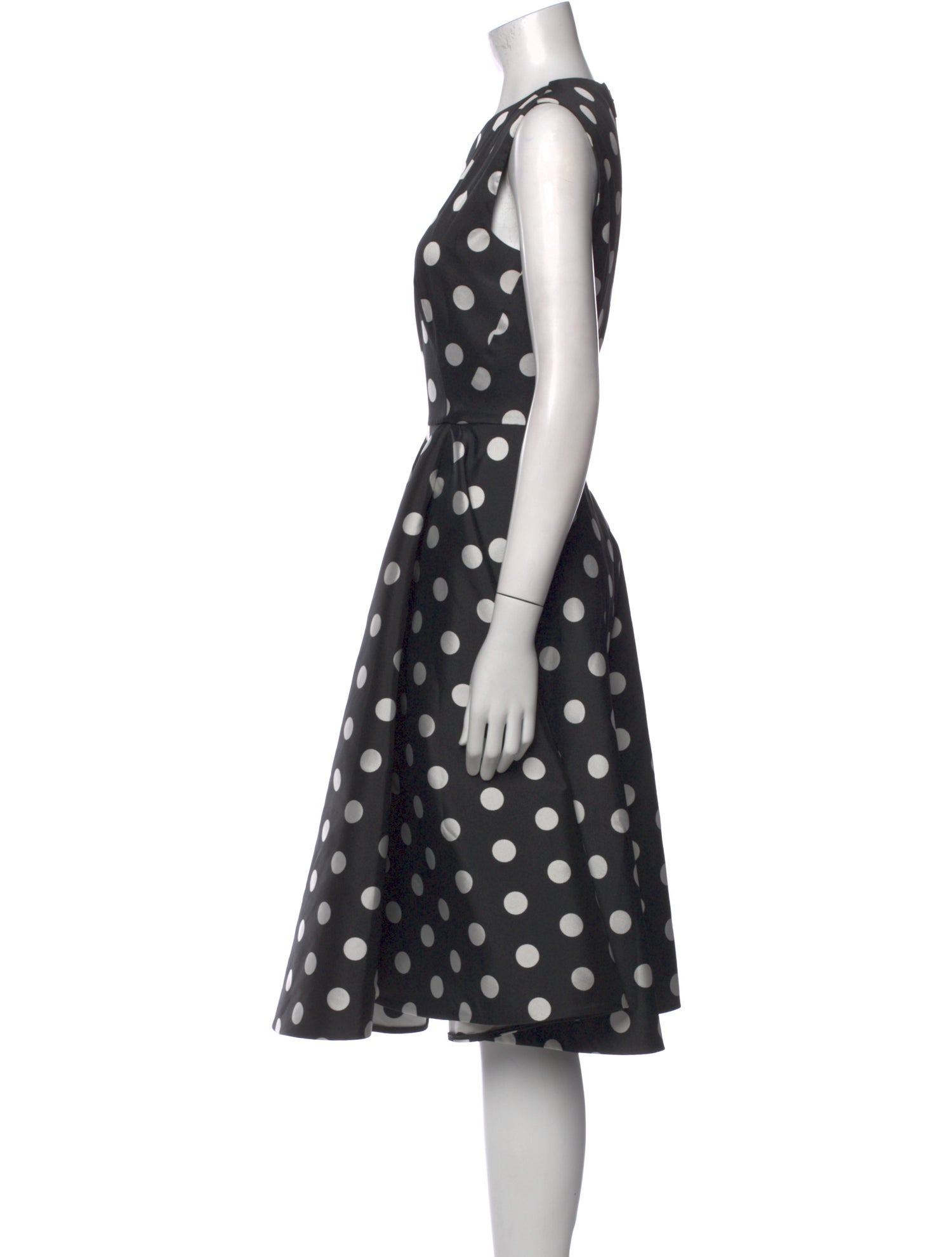 CH Carolina Herrera Polka Dot Print Midi Length Dress