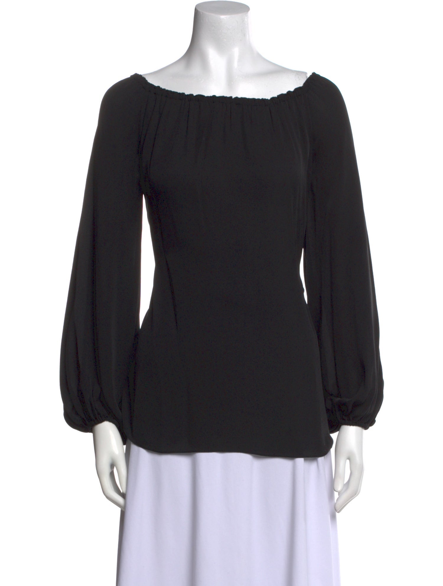 CH Carolina Herrera Silk Bateau Neckline Blouse