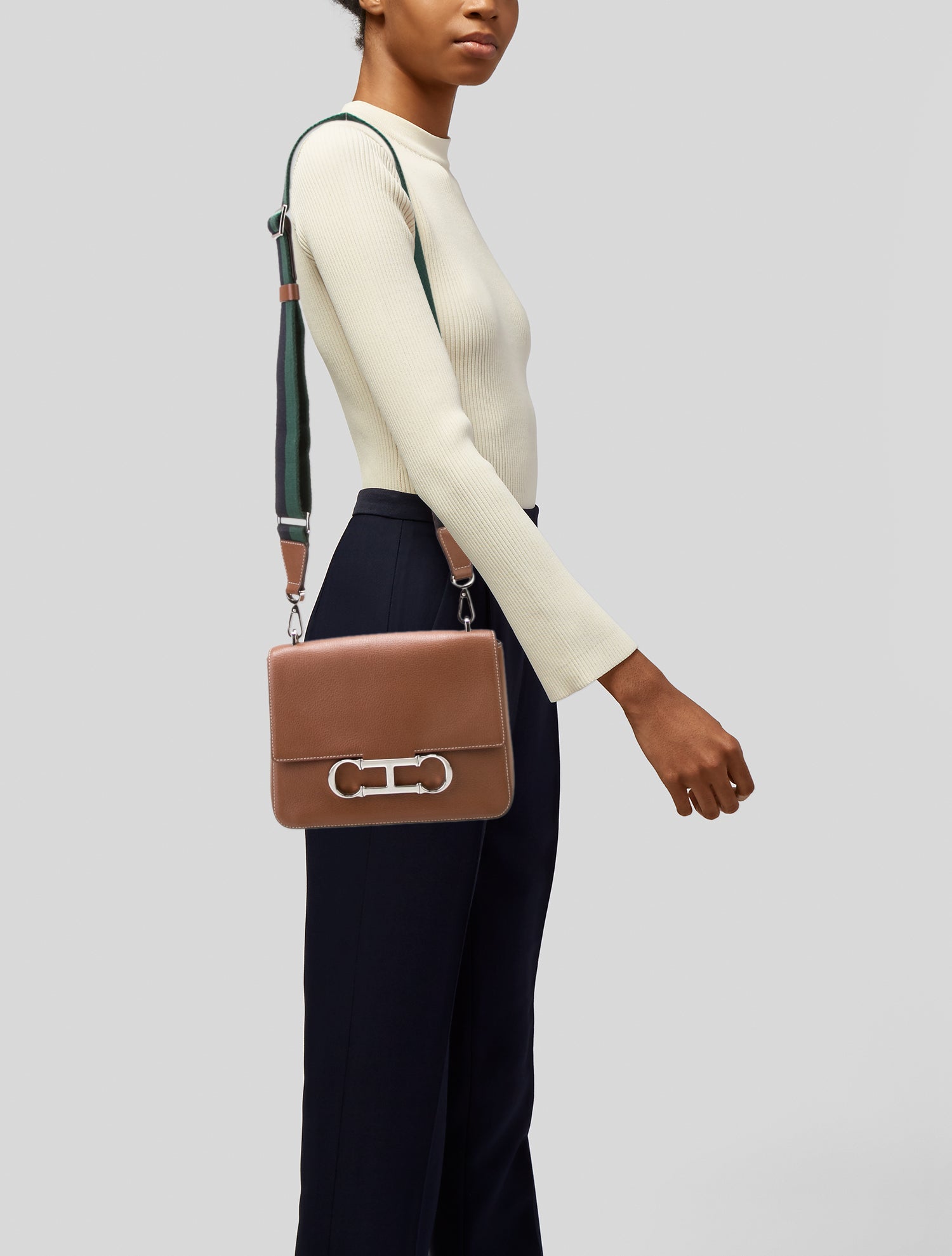 CH Carolina Herrera Leather Messenger Bag