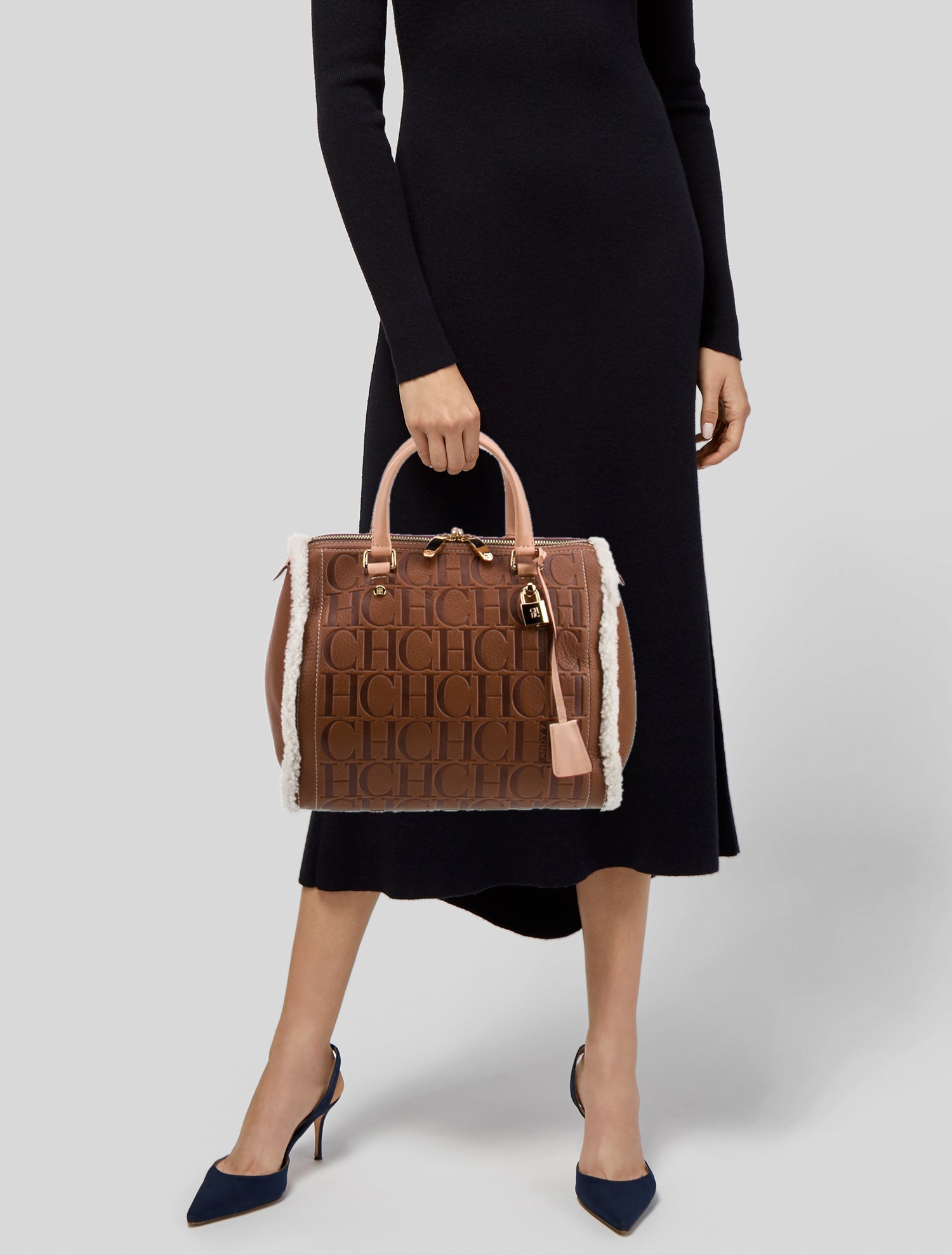 CH Carolina Herrera Leather Top Handle Bag