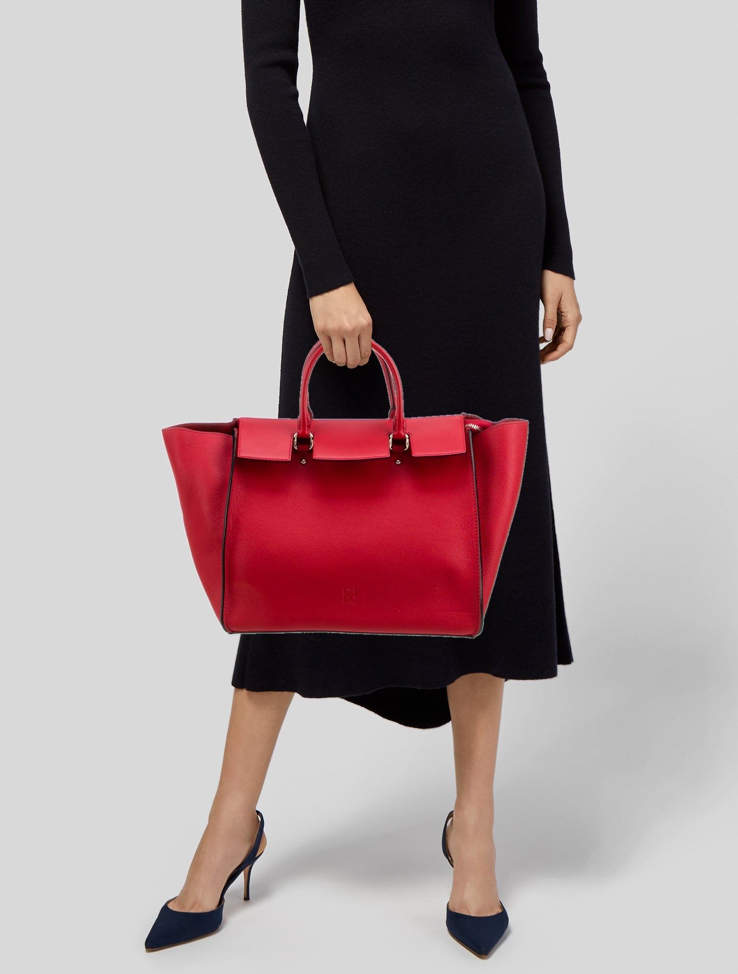 CH Carolina Herrera Leather Top Handle Bag