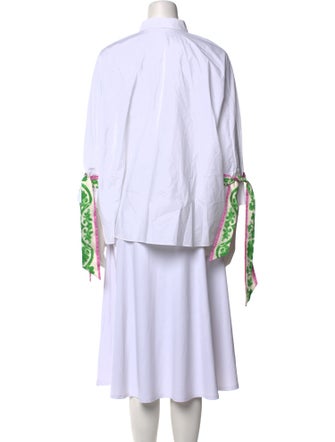 CH Carolina Herrera Graphic Print Three-Quarter Sleeve Button-Up Top