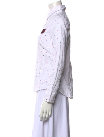 CH Carolina Herrera Polka Dot Print Long Sleeve Button-Up Top